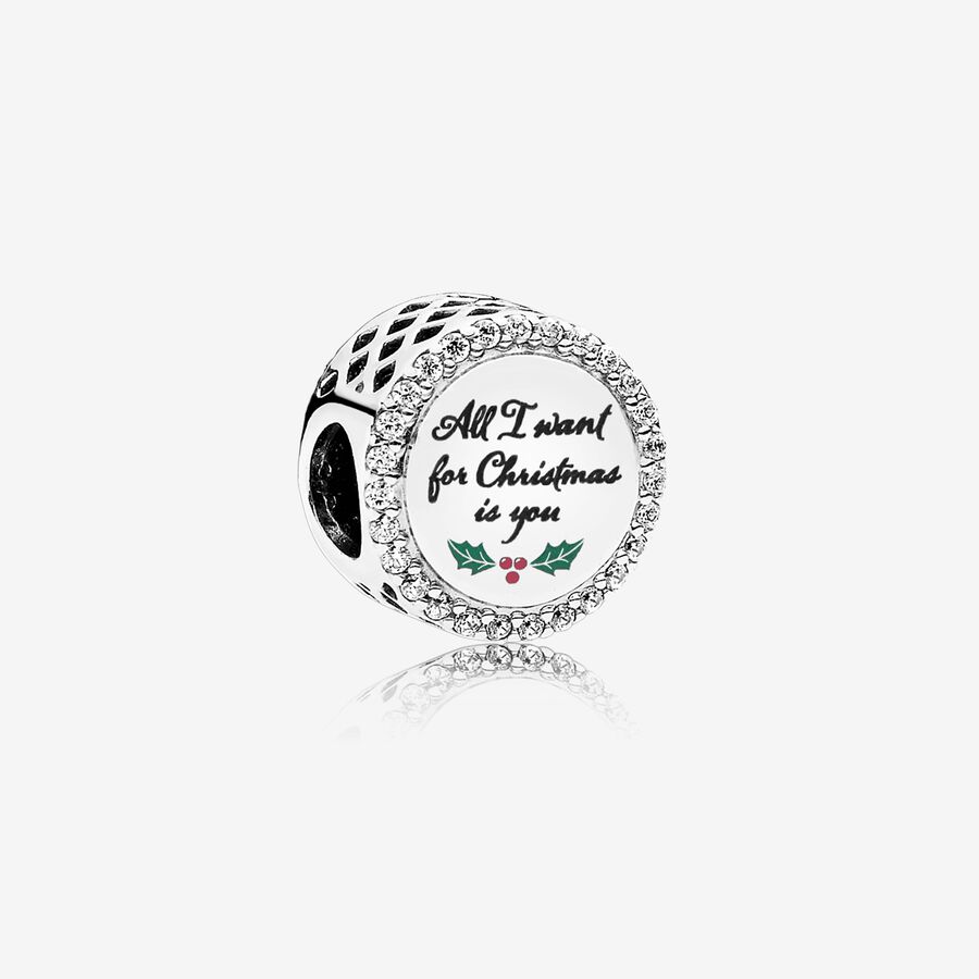 FINAL SALE - All I Want for Christmas Charm, Clear CZ image number 0